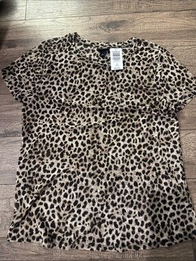 torrid Leopard Print Short Sleeve Mesh Top - Taupe & Black